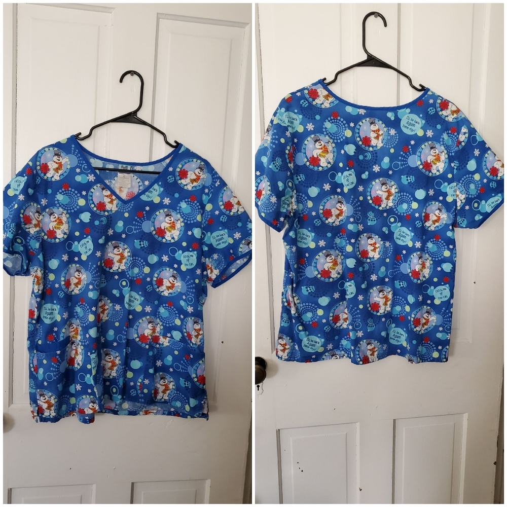 Frosty the snow man scrub top